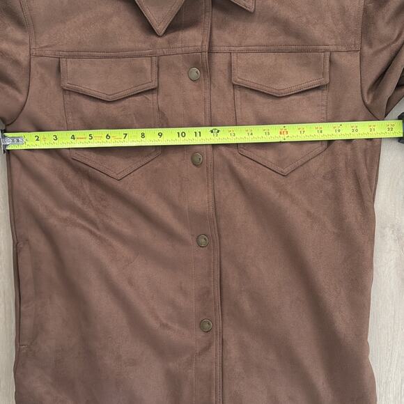 PILCRO The Tillie Relaxed Faux-Suede Shacket Women's Size S Brown - Picture 5 of 8
